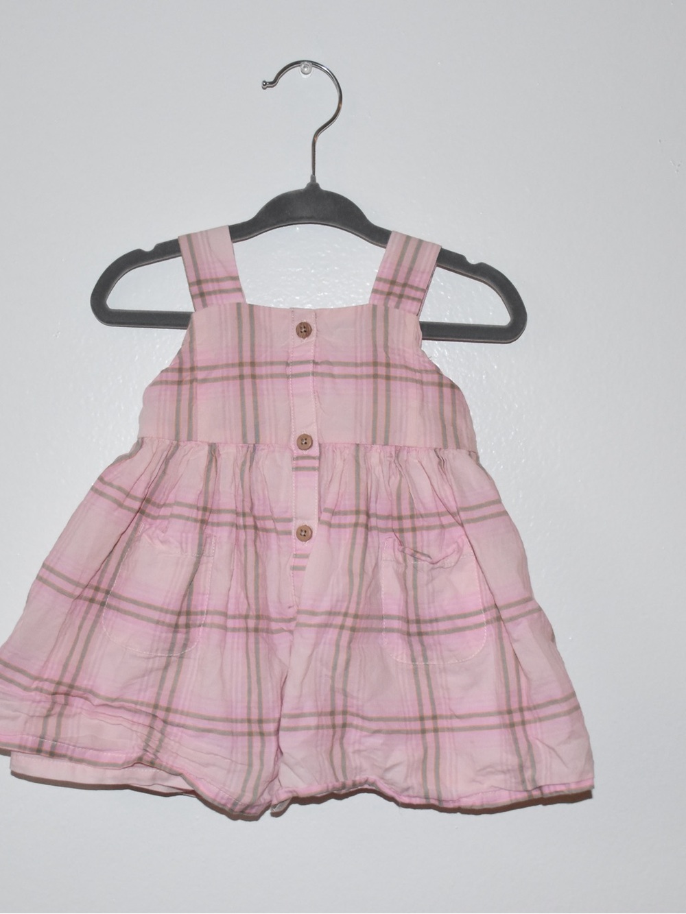 Toddler Pink Plaid Sleeveless Button-Front Sundress